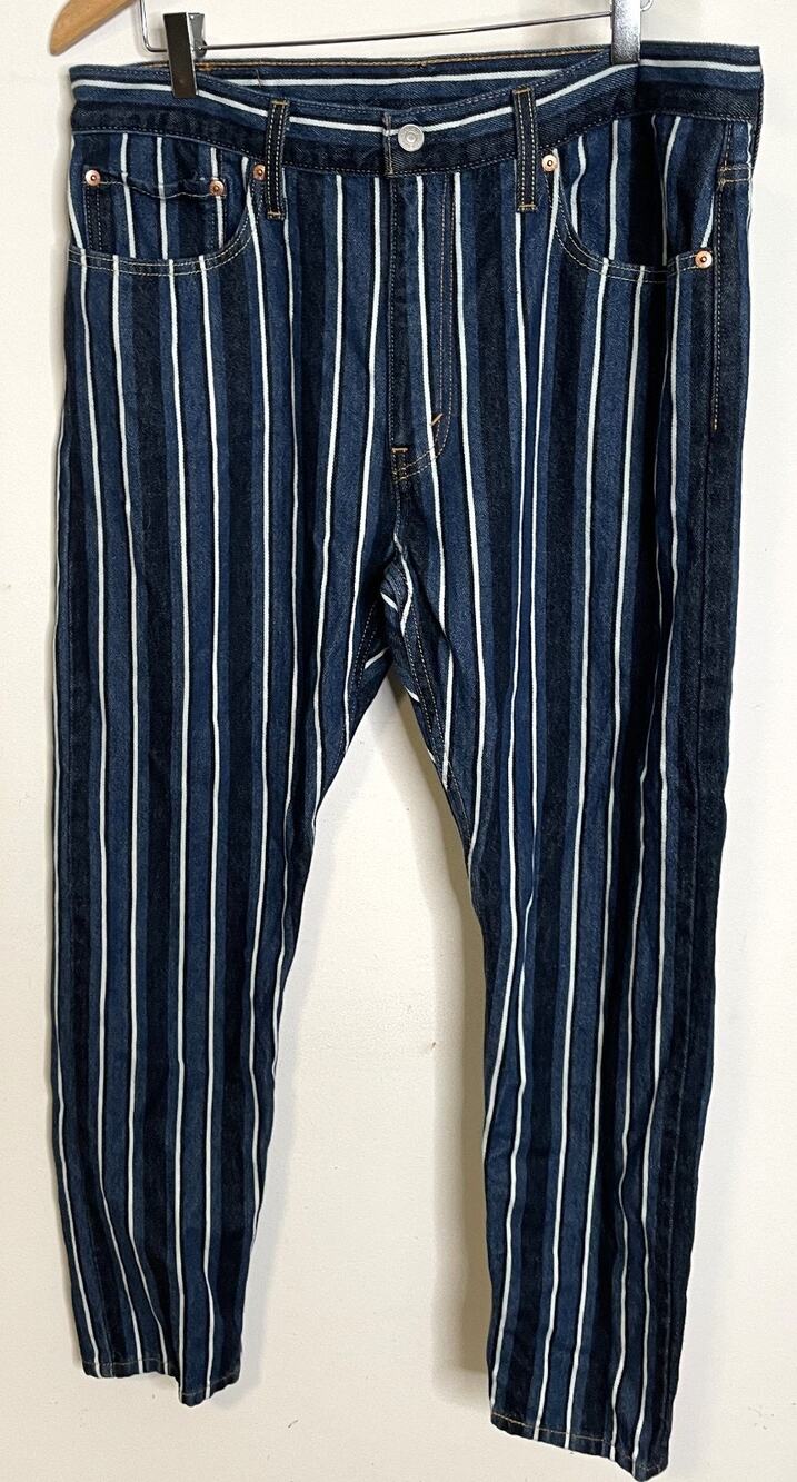 Levi Strauss Blue White Stripe 512 Jeans 36 30 Slim Taper Retro Denim